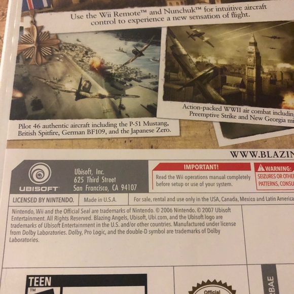 Blazing Angels: Squadrons of WWII - Nintendo  Wii Game complete tested - Picture 5 of 8